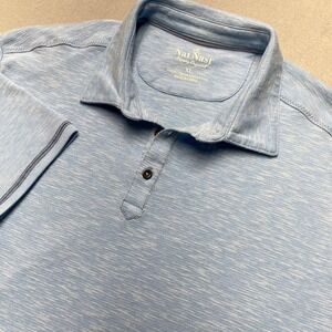 Nat Nast Luxury Originals Mens XL Blue Slub Knit Short Sleeve Polo Shirt PO 546